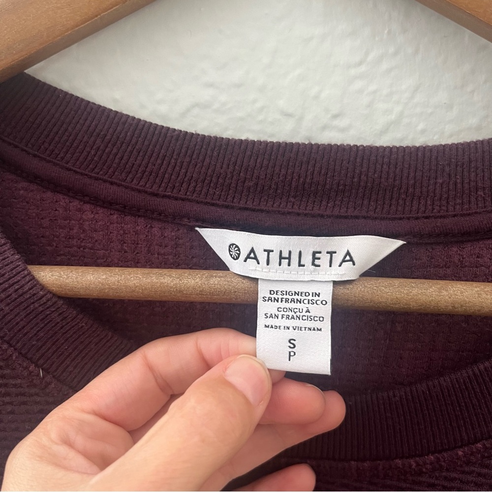 Athleta Coaster Luxe Waffle Sweatshirt in Cabernet - Women's Size SMALL - Picture 7 of 13